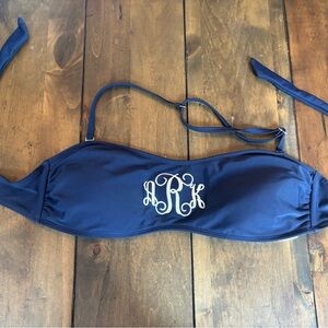 Navy Blue Monogrammed Women's Bikini Top aRk